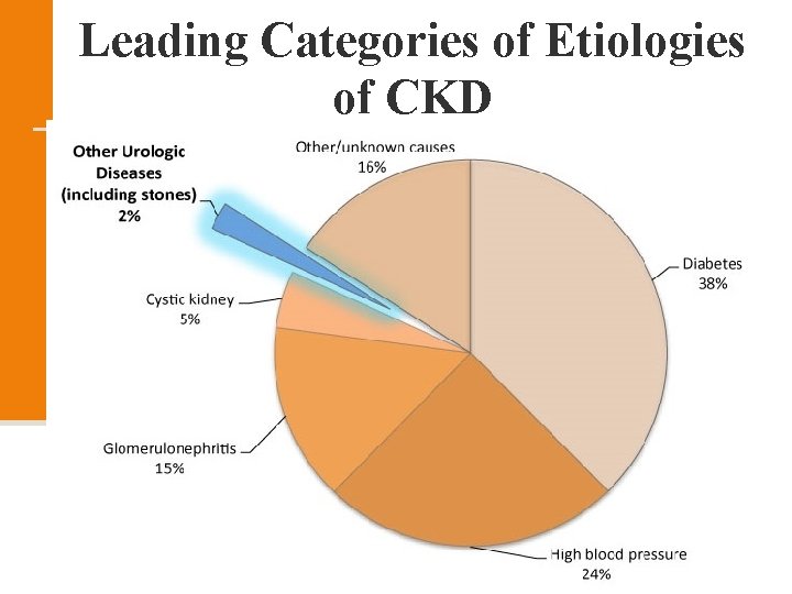 Leading Categories of Etiologies of CKD n Diabetic glomerular disease n Hypertensive nephropathy n