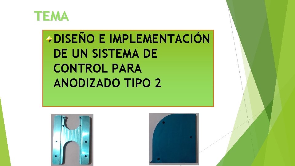 TEMA DISEÑO E IMPLEMENTACIÓN DE UN SISTEMA DE CONTROL PARA ANODIZADO TIPO 2 