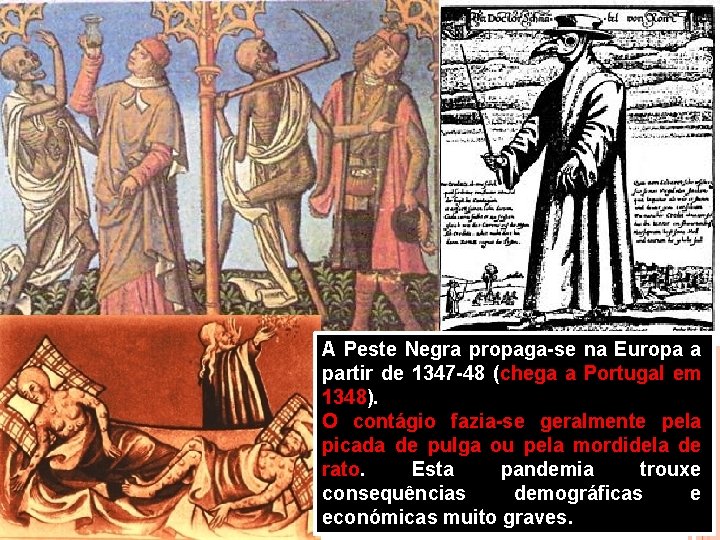 A Peste Negra propaga-se na Europa a partir de 1347 -48 (chega a Portugal