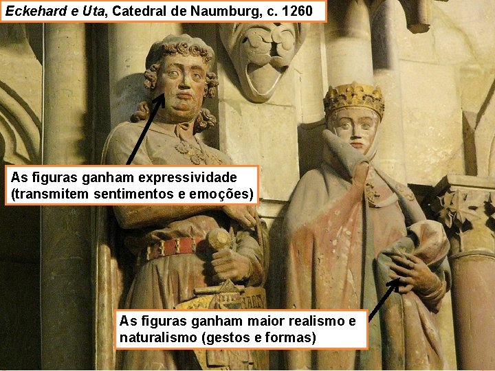 Eckehard e Uta, Catedral de Naumburg, c. 1260 As figuras ganham expressividade (transmitem sentimentos