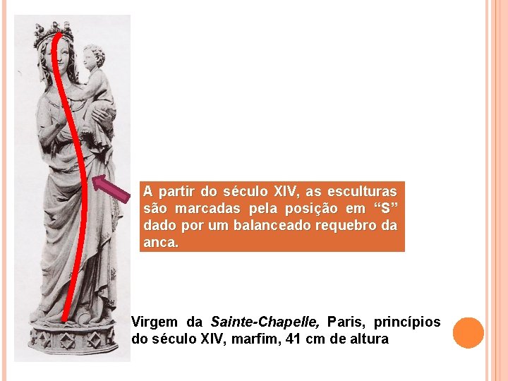 A partir do século XIV, as esculturas são marcadas pela posição em “S” dado