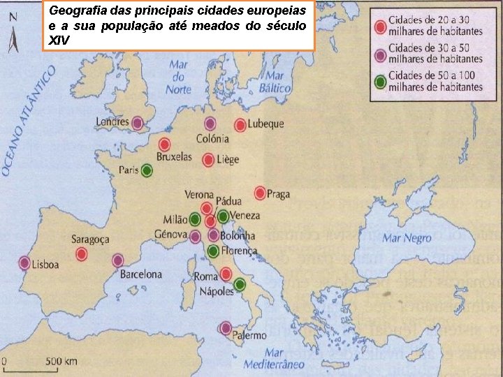 Geografia das principais cidades europeias e a sua população até meados do século XIV