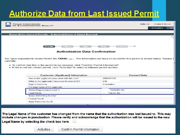 Authorize Data from Last Issued Permit 