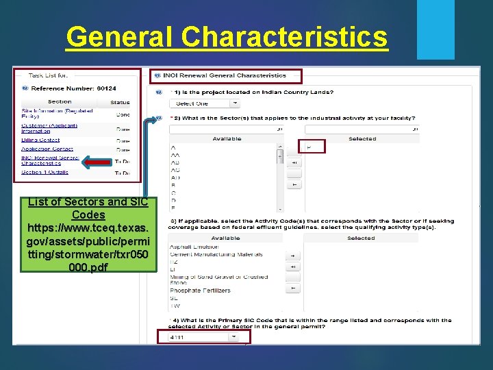 General Characteristics List of Sectors and SIC Codes https: //www. tceq. texas. gov/assets/public/permi tting/stormwater/txr