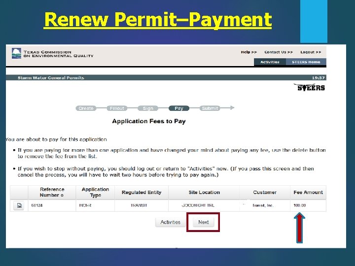 Renew Permit–Payment 