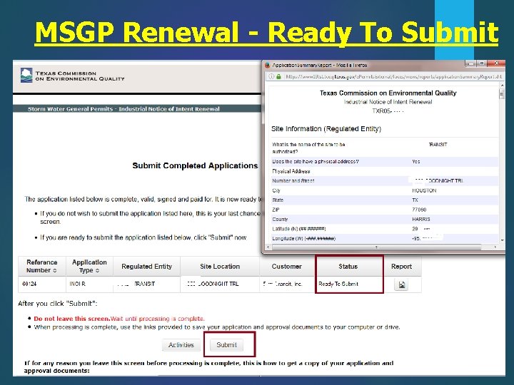 MSGP Renewal - Ready To Submit 