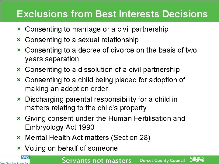 Exclusions from Best Interests Decisions × Consenting to marriage or a civil partnership × Exclusions from Best Interests Decisions × Consenting to marriage or a civil partnership ×