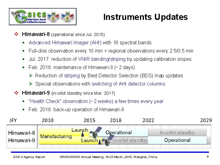 Instruments Updates v Himawari-8 (operational since Jul. 2015) § Advanced Himawari Imager (AHI) with