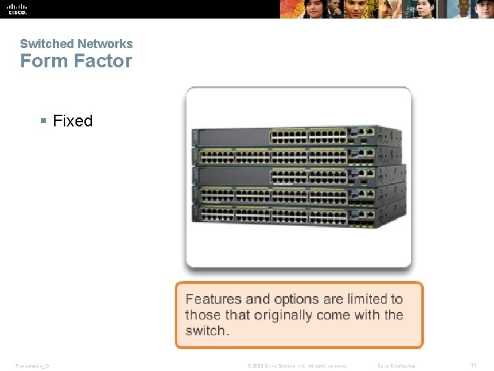 Switched Networks Form Factor § Fixed Presentation_ID © 2008 Cisco Systems, Inc. All rights