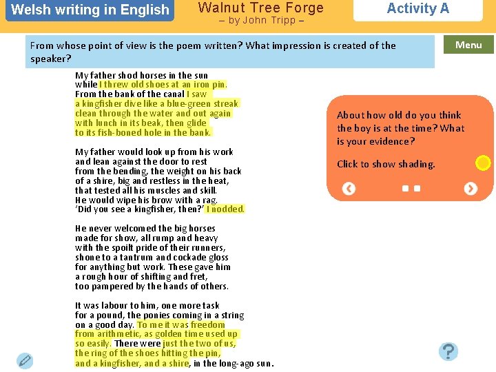 Welsh writing in in English Walnut Tree Forge – by John Tripp – Activity Welsh writing in in English Walnut Tree Forge – by John Tripp – Activity