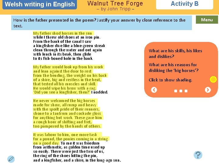 Welsh writing in in English Walnut Tree Forge – by John Tripp – Activity Welsh writing in in English Walnut Tree Forge – by John Tripp – Activity