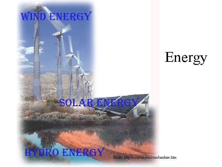 Energy From: http: //corycanyon. com/landuse. htm 