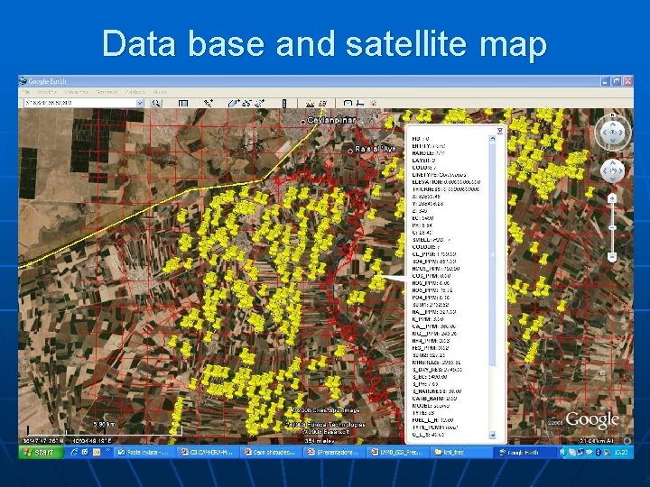 Data base and satellite map 