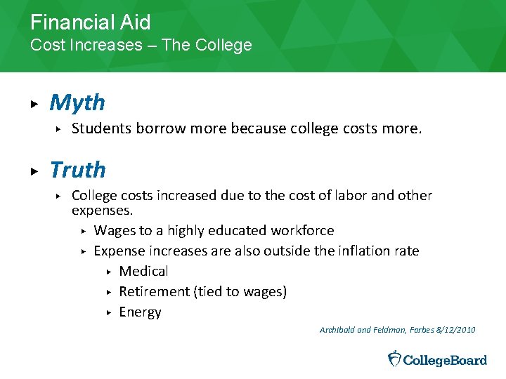 Financial Aid Cost Increases – The College ▶ Myth ▶ ▶ Students borrow more