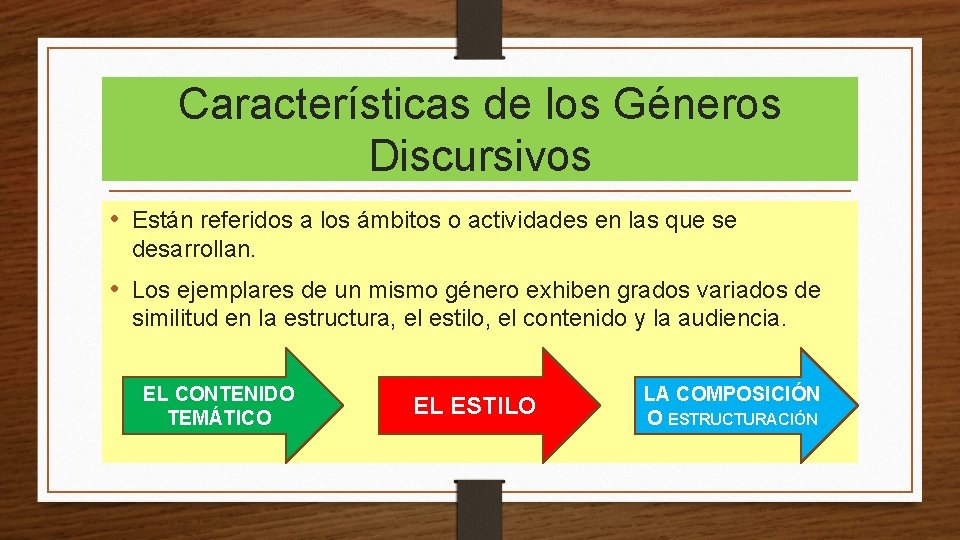Características de los Géneros Discursivos • Están referidos a los ámbitos o actividades en