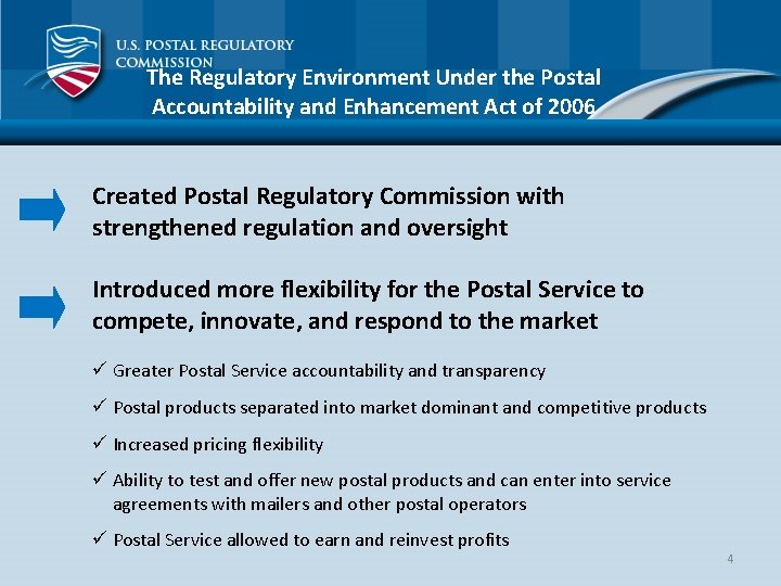 The Regulatory Environment Under the Postal Accountability and Enhancement Act of 2006 Created Postal