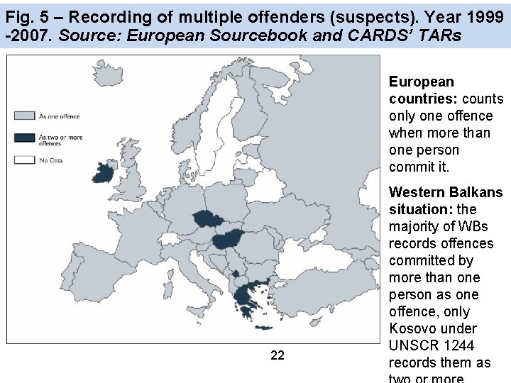 Fig. 5 – Recording of multiple offenders (suspects). Year 1999 -2007. Source: European Sourcebook