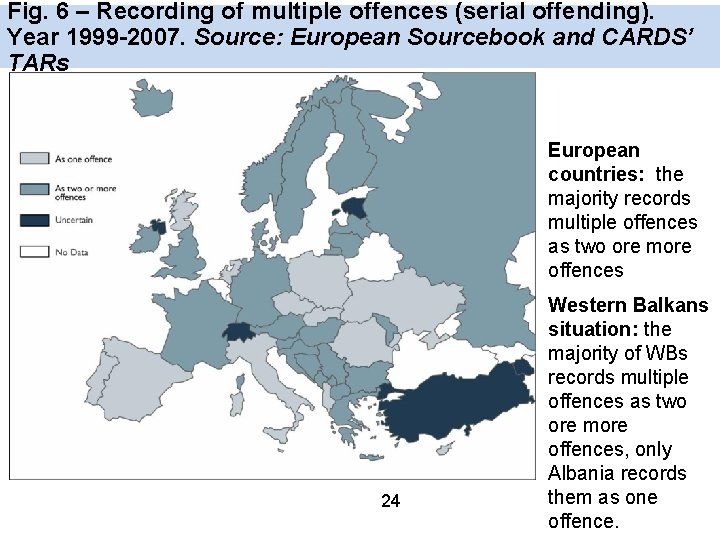 Fig. 6 – Recording of multiple offences (serial offending). Year 1999 -2007. Source: European