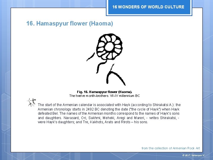 16 WONDERS OF WORLD CULTURE 16. Hamaspyur flower (Haoma) Fig. 16. Hamaspyur flower (Haoma).