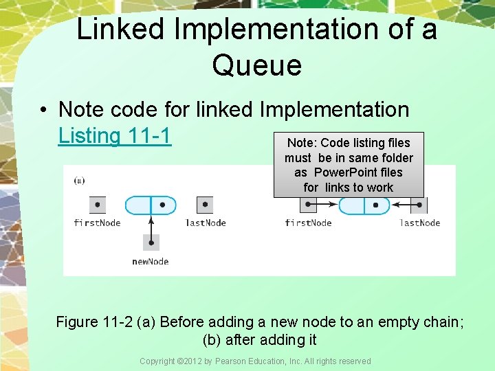 Linked Implementation of a Queue • Note code for linked Implementation Listing 11 -1