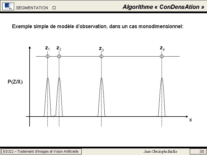 Algorithme « Con. Dens. Ation » SEGMENTATION Exemple simple de modèle d’observation, dans un Algorithme « Con. Dens. Ation » SEGMENTATION Exemple simple de modèle d’observation, dans un