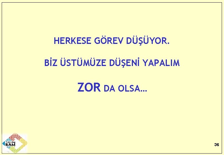 HERKESE GÖREV DÜŞÜYOR. BİZ ÜSTÜMÜZE DÜŞENİ YAPALIM ZOR DA OLSA… 36 