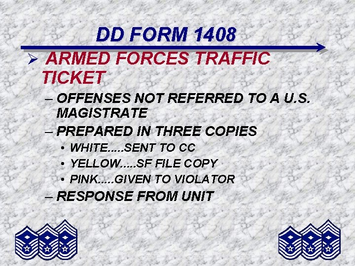DD FORM 1408 Ø ARMED FORCES TRAFFIC TICKET – OFFENSES NOT REFERRED TO A