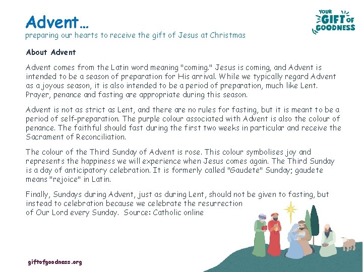 Advent… preparing our hearts to receive the gift of Jesus at Christmas About Advent