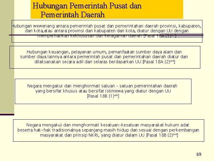 Hubungan Pemerintah Pusat dan Pemerintah Daerah Hubungan wewenang antara pemerintah pusat dan pemerintahan daerah