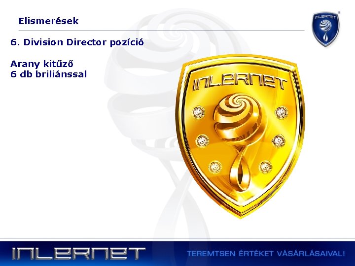 Elismerések 6. Division Director pozíció Arany kitűző 6 db briliánssal 