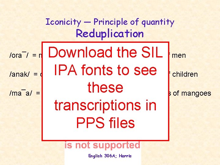 Iconicity — Principle of quantity Reduplication Download the= all. SIL / ora¯/ sorts of
