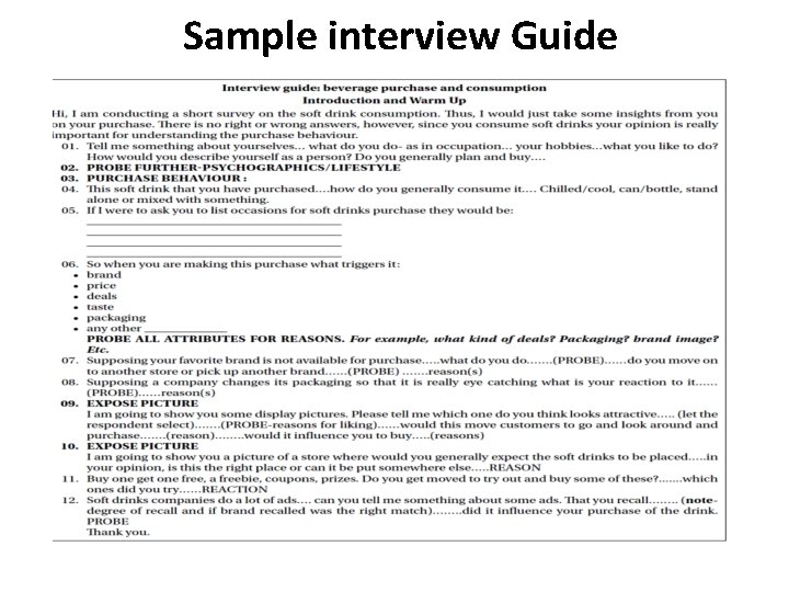 Sample interview Guide S 