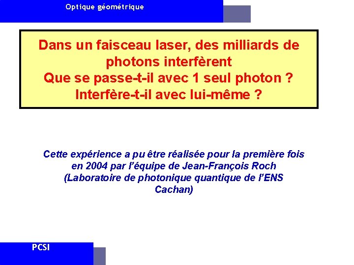 Optique géométrique Dans un faisceau laser, des milliards de photons interfèrent Que se passe-t-il