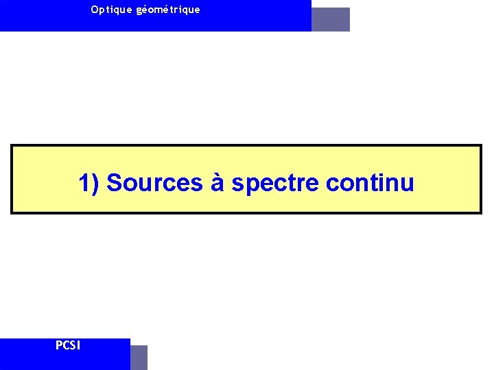 Optique géométrique 1) Sources à spectre continu PCSI AAM 6 avril 2008 -2009 2011