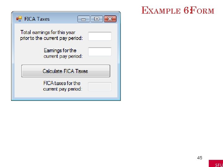 EXAMPLE 6: FORM 45 EXAMPLE 6: FORM 45