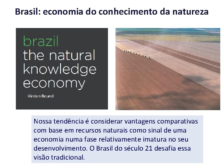 Brasil: economia do conhecimento da natureza Nossa tendência é considerar vantagens comparativas com base