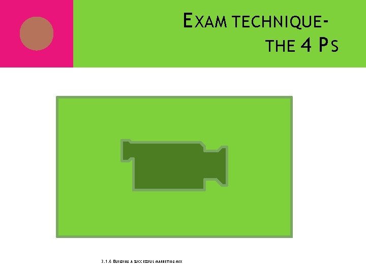E XAM TECHNIQUE THE 4 P S 3. 1. 6 BUILDING A SUCCESSFUL MARKETING