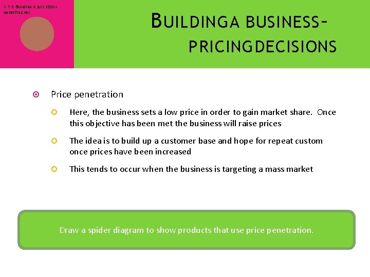 3. 1. 6 BUILDING A SUCCESSFUL B UILDING A BUSINESS – MARKETING MIX PRICING