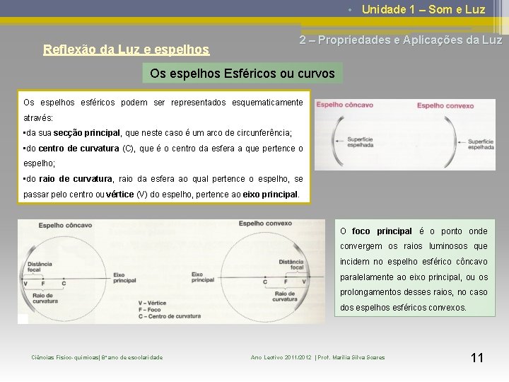  • Unidade 1 – Som e Luz 2 – Propriedades e Aplicações da