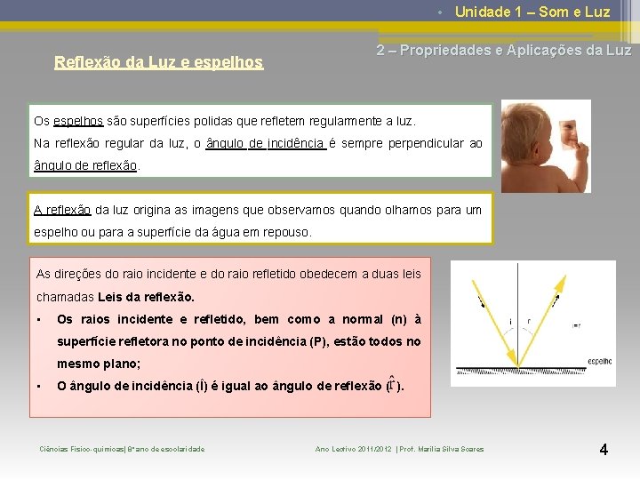  • Unidade 1 – Som e Luz Reflexão da Luz e espelhos 2