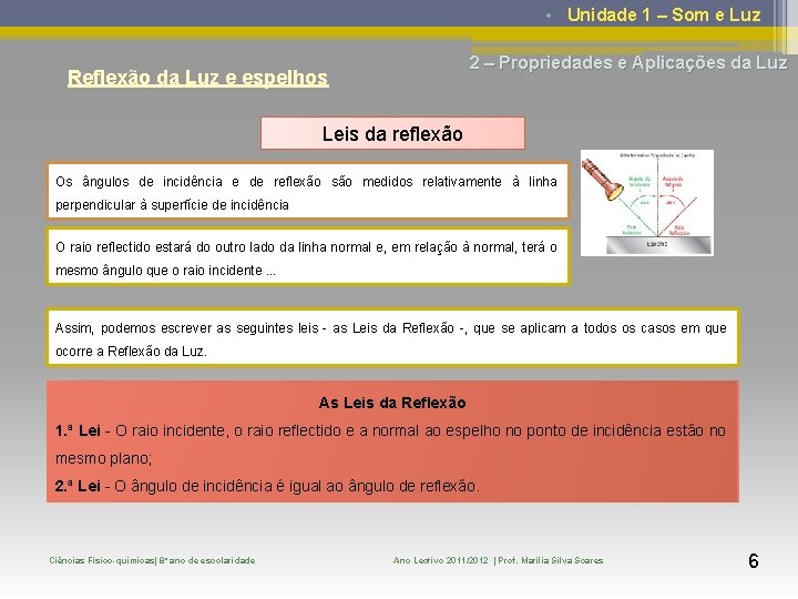  • Unidade 1 – Som e Luz 2 – Propriedades e Aplicações da