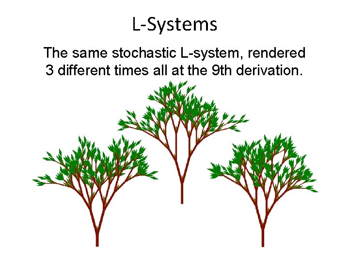 L-Systems The same stochastic L-system, rendered 3 different times all at the 9 th