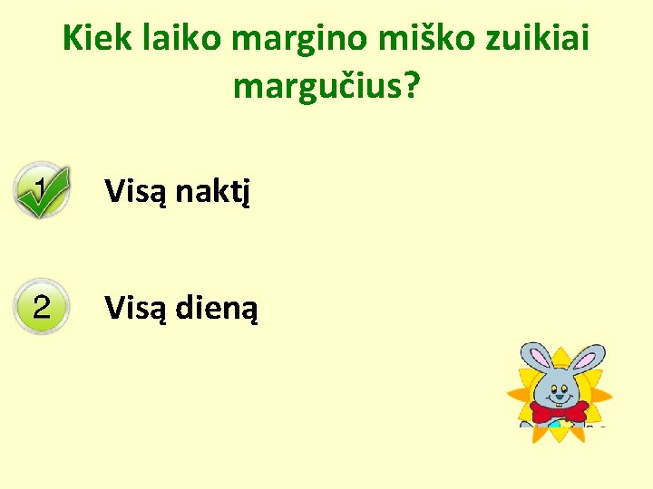 Kiek laiko margino miško zuikiai margučius? Visą naktį Visą dieną 