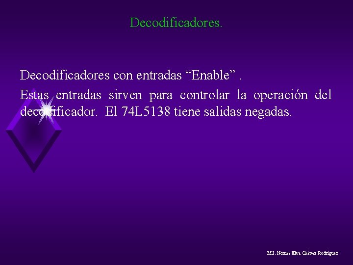 Decodificadores. Decodificadores con entradas “Enable”. Estas entradas sirven para controlar la operación del decodificador. Decodificadores. Decodificadores con entradas “Enable”. Estas entradas sirven para controlar la operación del decodificador.