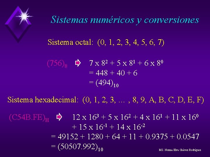 Sistemas numéricos y conversiones Sistema octal: (0, 1, 2, 3, 4, 5, 6, 7) Sistemas numéricos y conversiones Sistema octal: (0, 1, 2, 3, 4, 5, 6, 7)