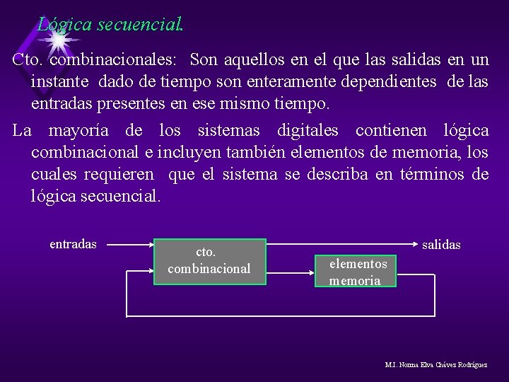 Lógica secuencial. Cto. combinacionales: Son aquellos en el que las salidas en un instante Lógica secuencial. Cto. combinacionales: Son aquellos en el que las salidas en un instante