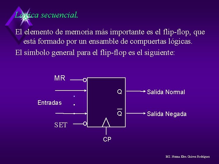 Lógica secuencial. El elemento de memoria más importante es el flip-flop, que está formado Lógica secuencial. El elemento de memoria más importante es el flip-flop, que está formado