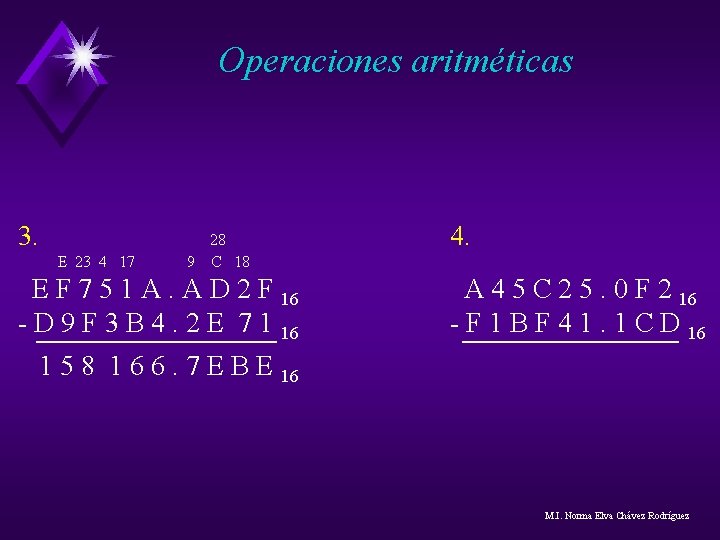 Operaciones aritméticas 3. E 23 4 17 28 9 C 18 E F 7 Operaciones aritméticas 3. E 23 4 17 28 9 C 18 E F 7
