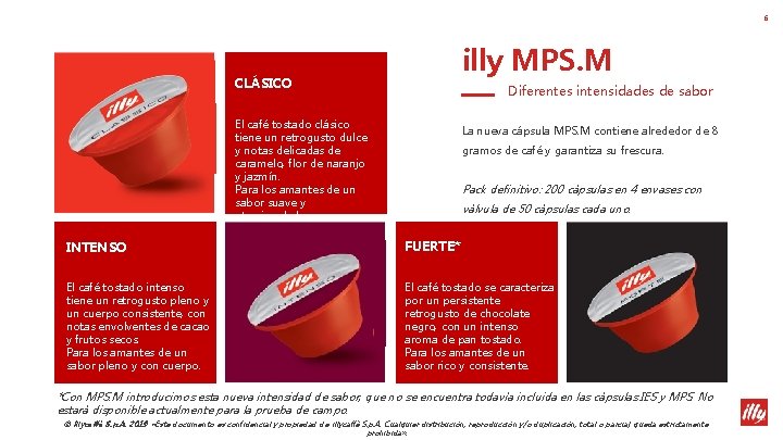 6 illy MPS. M CLÁSICO Diferentes intensidades de sabor El café tostado clásico tiene 6 illy MPS. M CLÁSICO Diferentes intensidades de sabor El café tostado clásico tiene