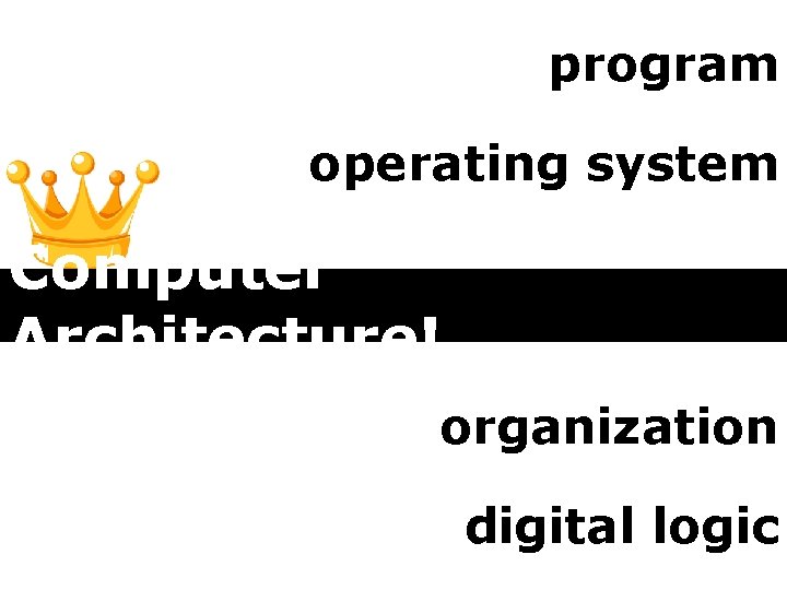 program operating system Computer Architecture! organization digital logic 